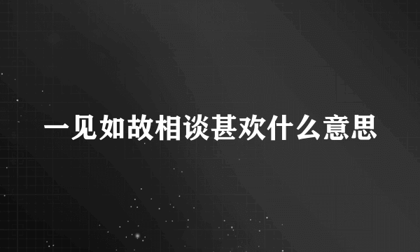一见如故相谈甚欢什么意思