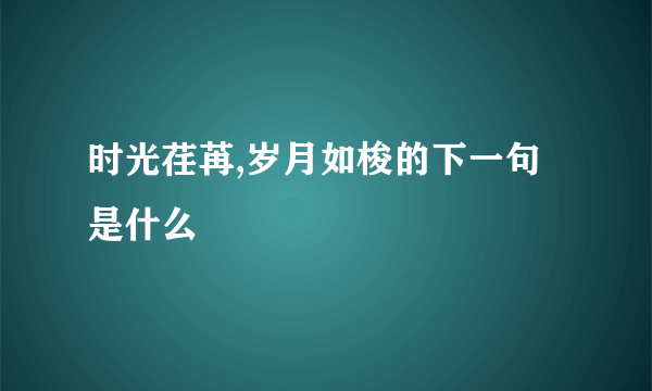 时光荏苒,岁月如梭的下一句是什么