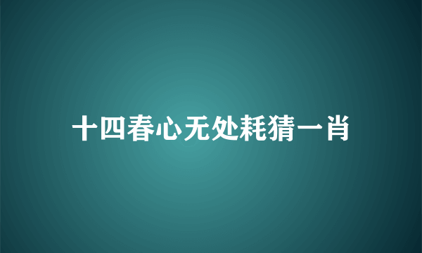 十四春心无处耗猜一肖