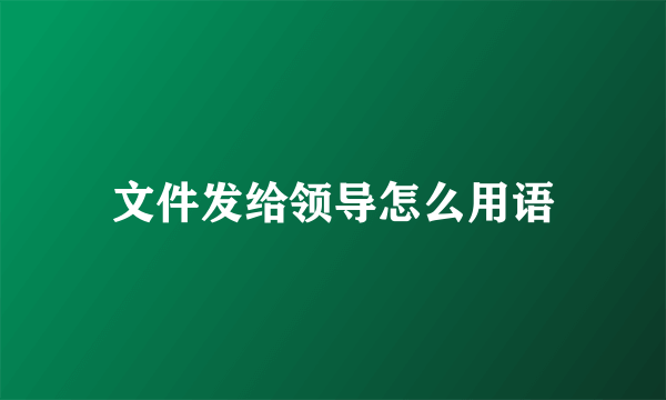 文件发给领导怎么用语