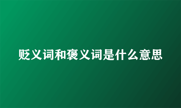 贬义词和褒义词是什么意思