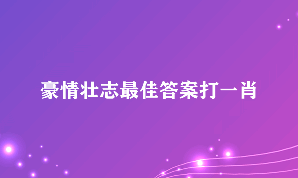 豪情壮志最佳答案打一肖