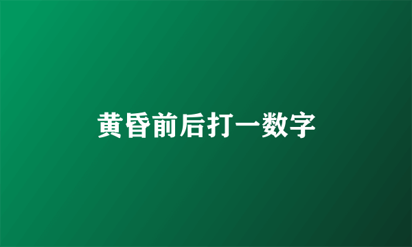 黄昏前后打一数字