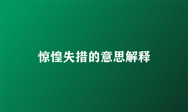 惊惶失措的意思解释
