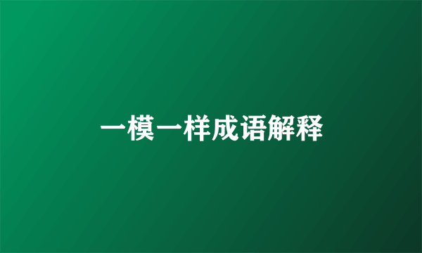 一模一样成语解释