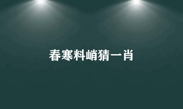 春寒料峭猜一肖