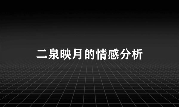 二泉映月的情感分析