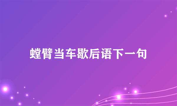 螳臂当车歇后语下一句