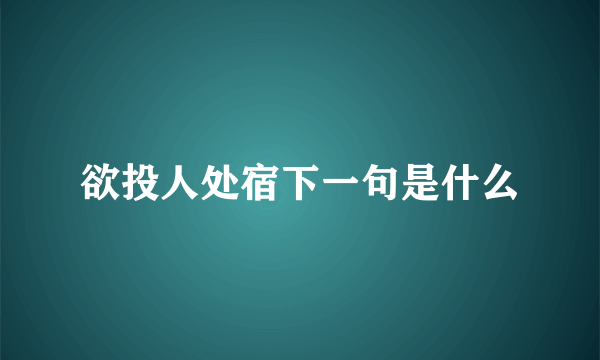 欲投人处宿下一句是什么
