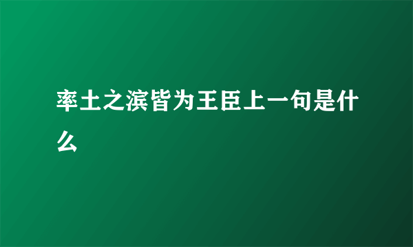 率土之滨皆为王臣上一句是什么