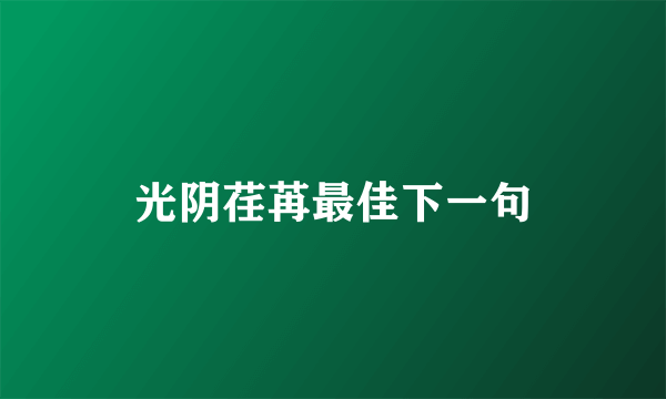 光阴荏苒最佳下一句