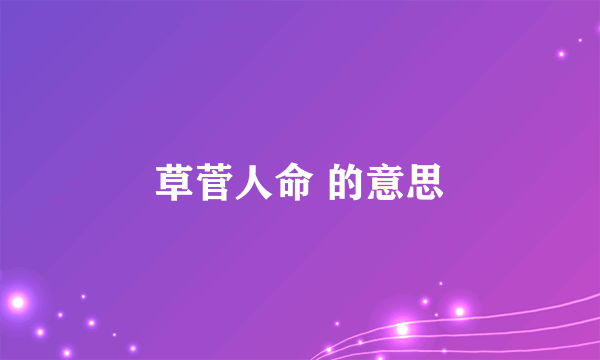草菅人命 的意思