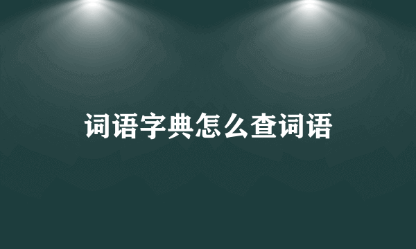 词语字典怎么查词语