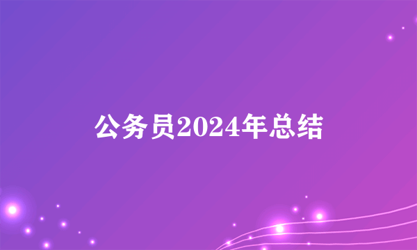 公务员2024年总结