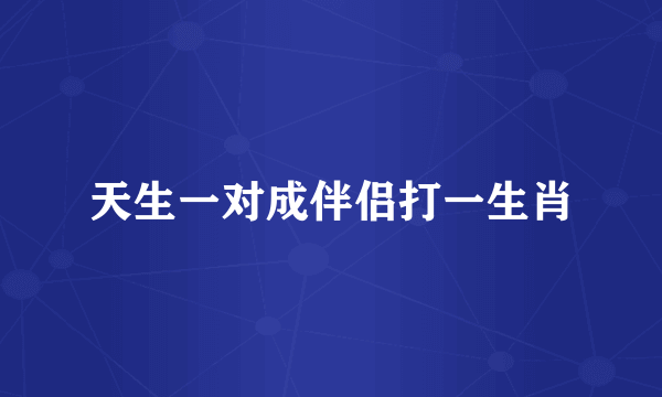 天生一对成伴侣打一生肖