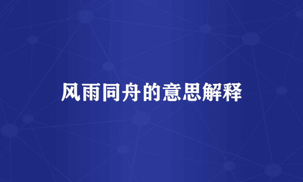 风雨同舟的意思解释