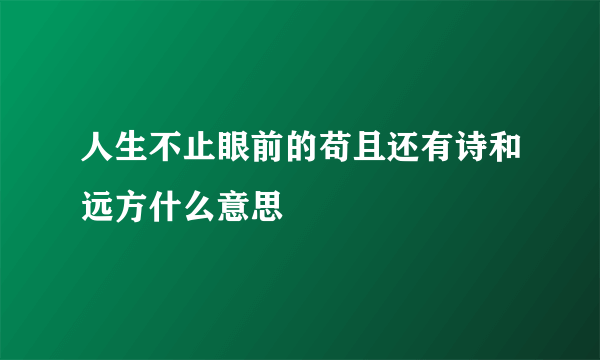 人生不止眼前的苟且还有诗和远方什么意思