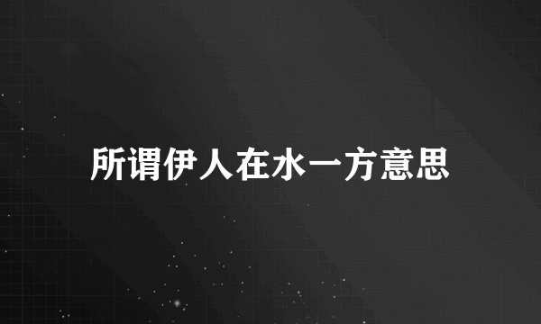 所谓伊人在水一方意思