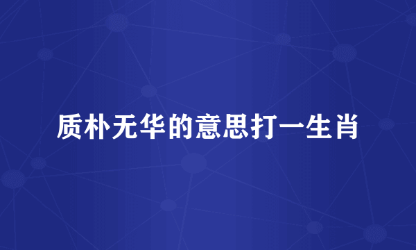 质朴无华的意思打一生肖