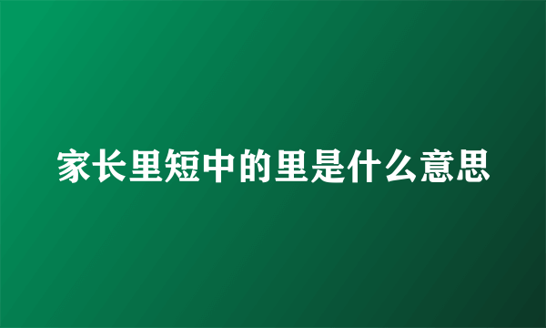 家长里短中的里是什么意思