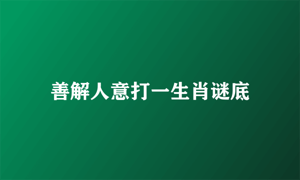 善解人意打一生肖谜底