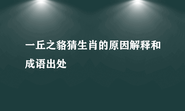 一丘之貉猜生肖的原因解释和成语出处