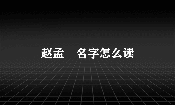 赵孟頫名字怎么读