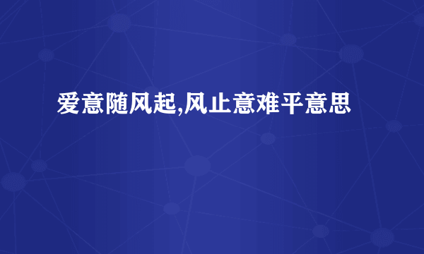 爱意随风起,风止意难平意思