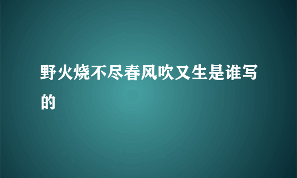 野火烧不尽春风吹又生是谁写的
