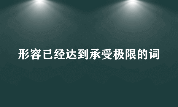 形容已经达到承受极限的词