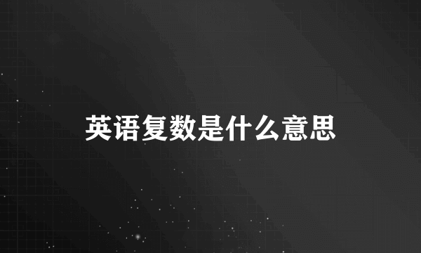 英语复数是什么意思