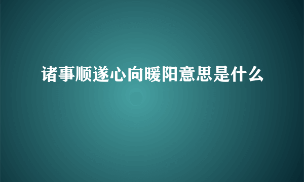 诸事顺遂心向暖阳意思是什么