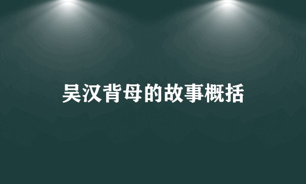 吴汉背母的故事概括