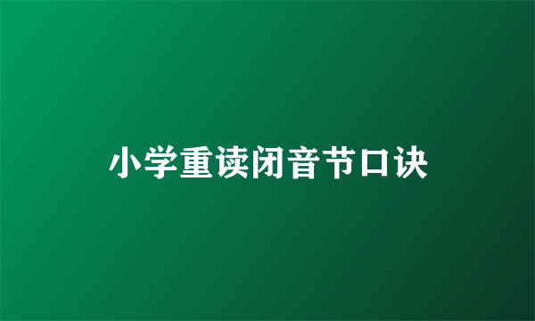 小学重读闭音节口诀