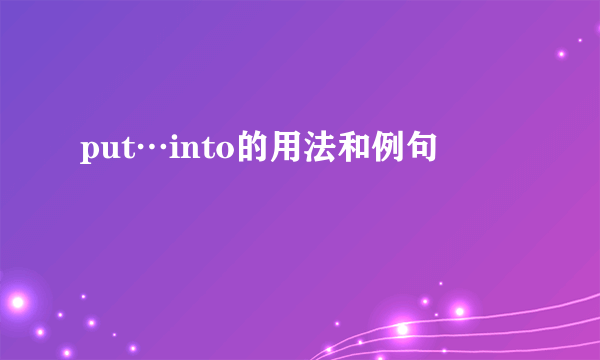 put…into的用法和例句