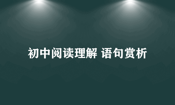 初中阅读理解 语句赏析