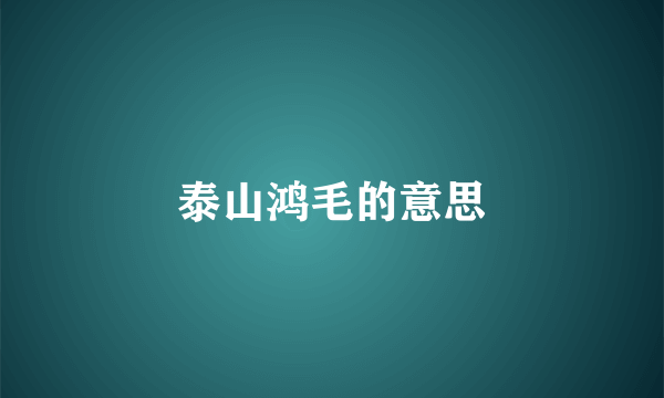 泰山鸿毛的意思