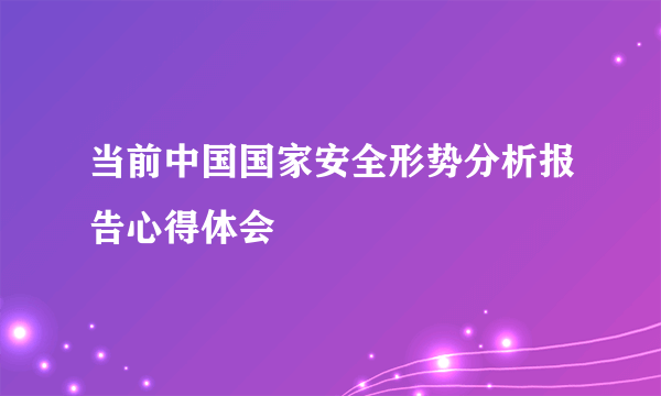 当前中国国家安全形势分析报告心得体会