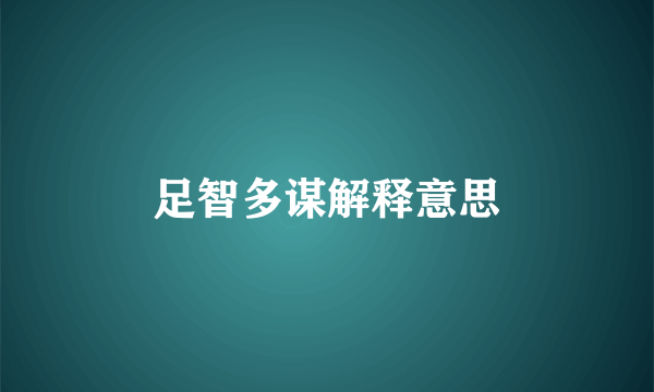 足智多谋解释意思
