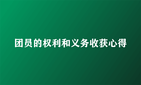 团员的权利和义务收获心得