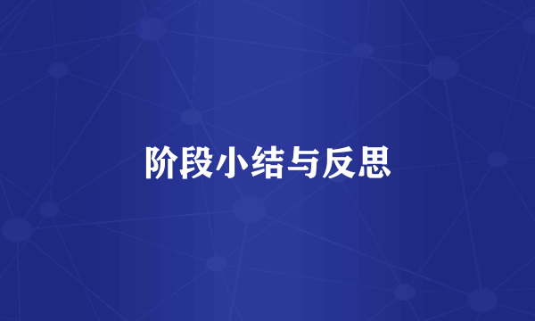 阶段小结与反思