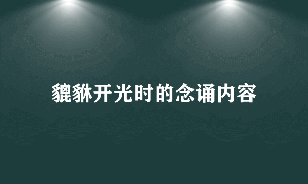 貔貅开光时的念诵内容