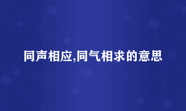 同声相应,同气相求的意思