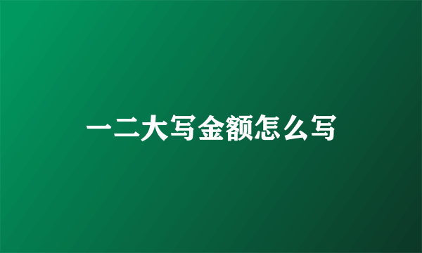 一二大写金额怎么写