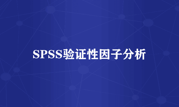 SPSS验证性因子分析