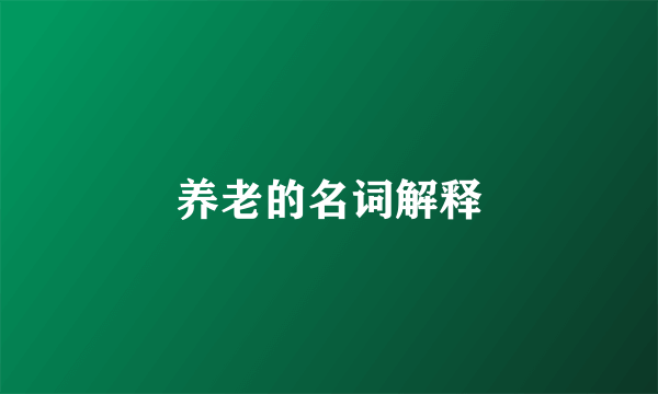 养老的名词解释
