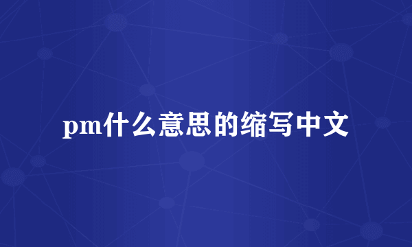 pm什么意思的缩写中文