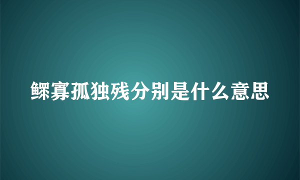 鳏寡孤独残分别是什么意思