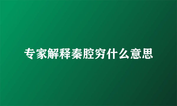 专家解释秦腔穷什么意思