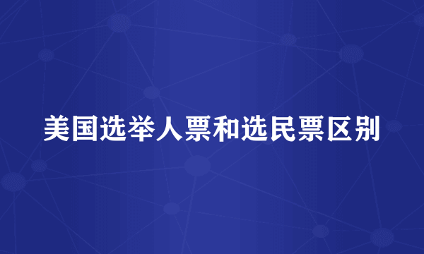 美国选举人票和选民票区别